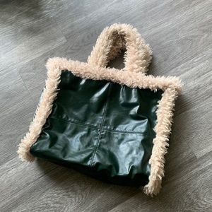 Sherpa trim Pleather Shopper